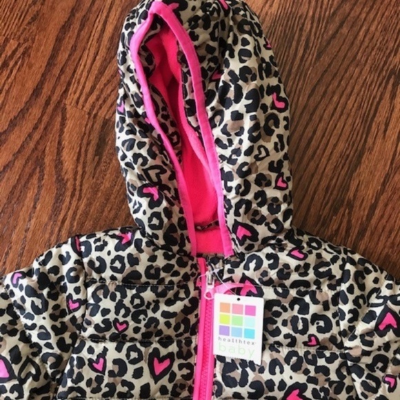 Healthtex Baby Girls Bubble Puffer Coat Jacket Khaki Animal Print 18 months NWT - Picture 2 of 5